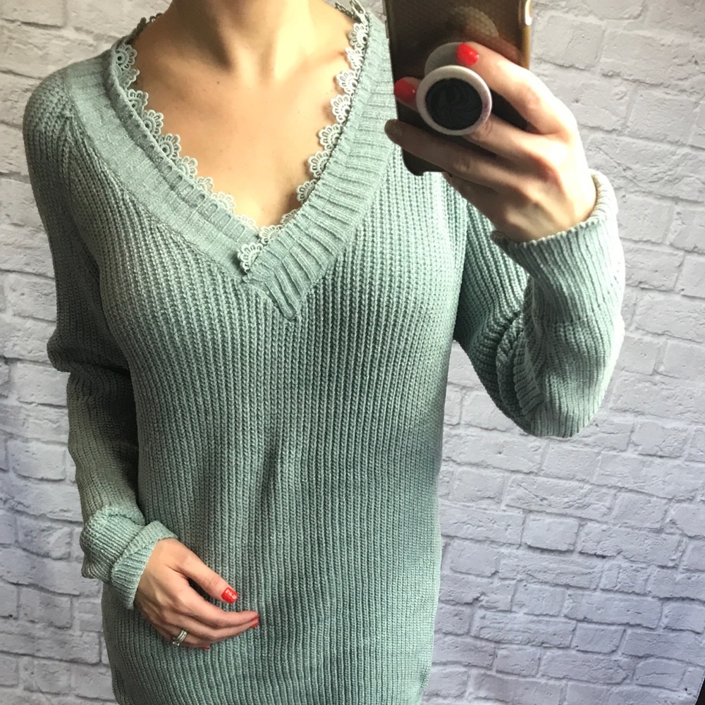 LAST//Sage soft yarn chenille pullover